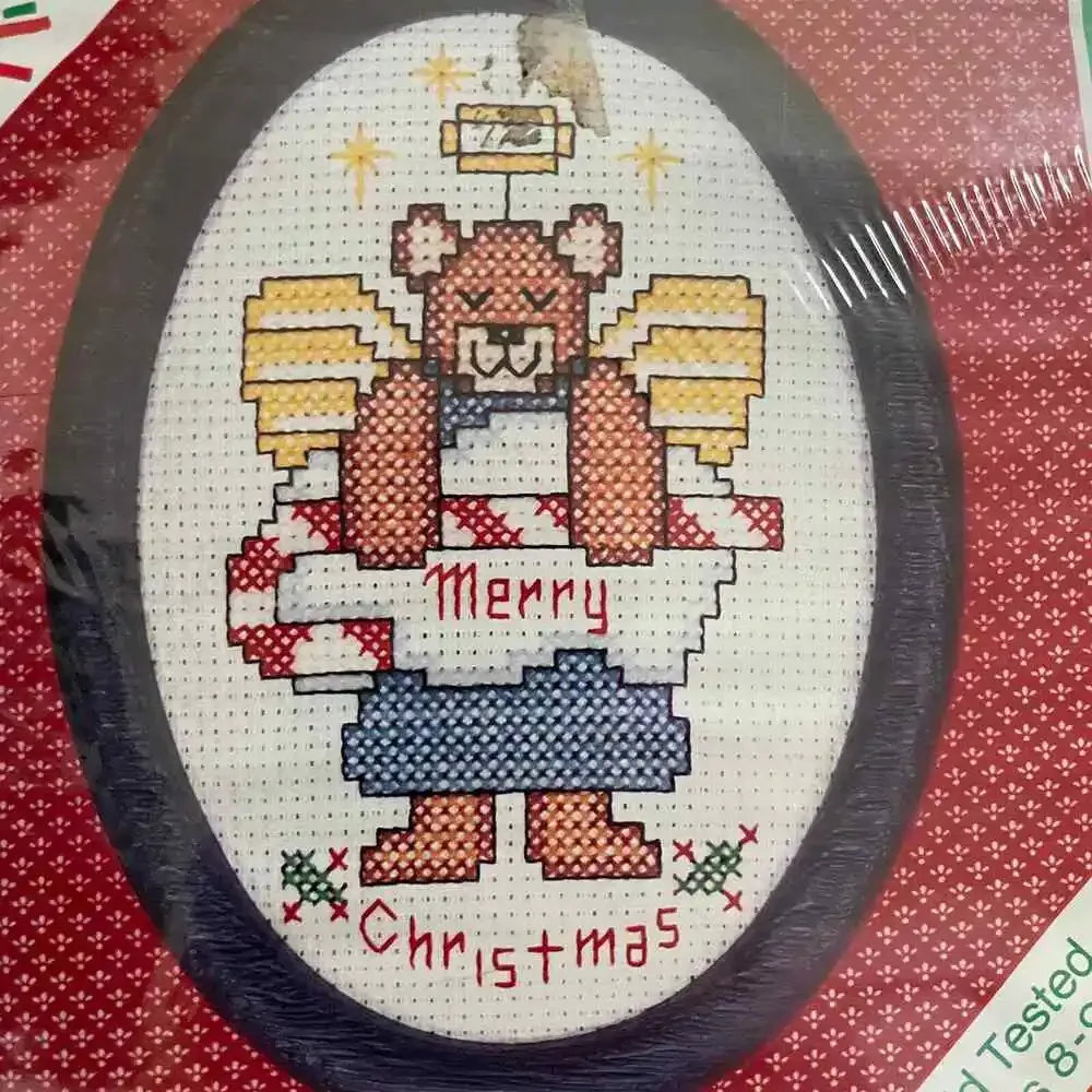 Merry Christmas Vintage Counted Cross Stitch Kit by New Berlin Company - Holiday